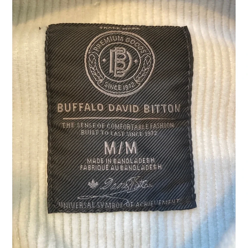 Buffalo David Bitton Womens M Cream Corduroy Button Front Shacket Shirt Jacket